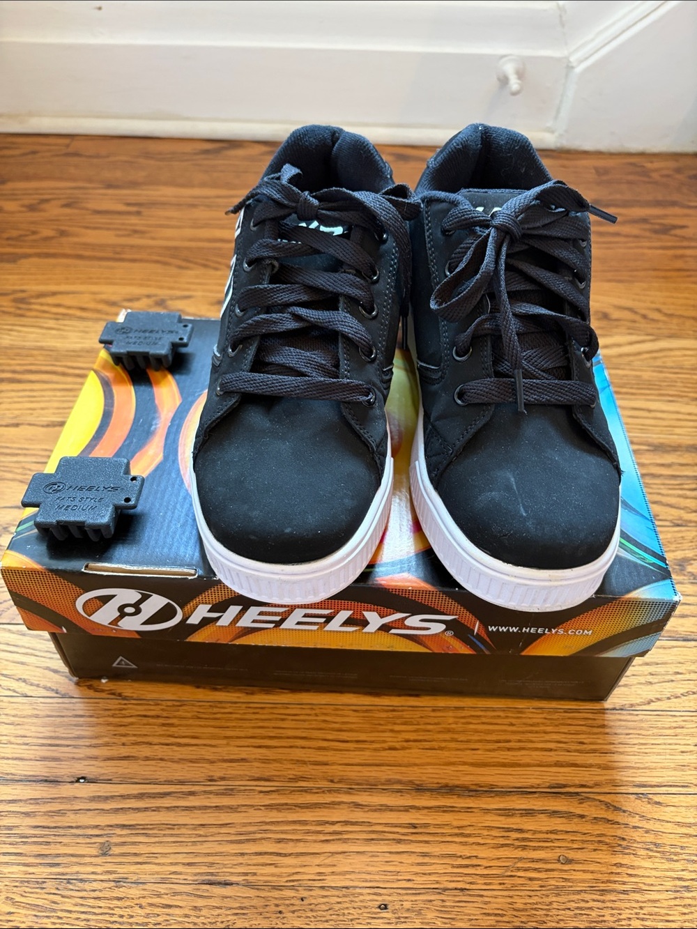 Heelys Kids Black and White Low-Top Sneaker with Removable Wheels